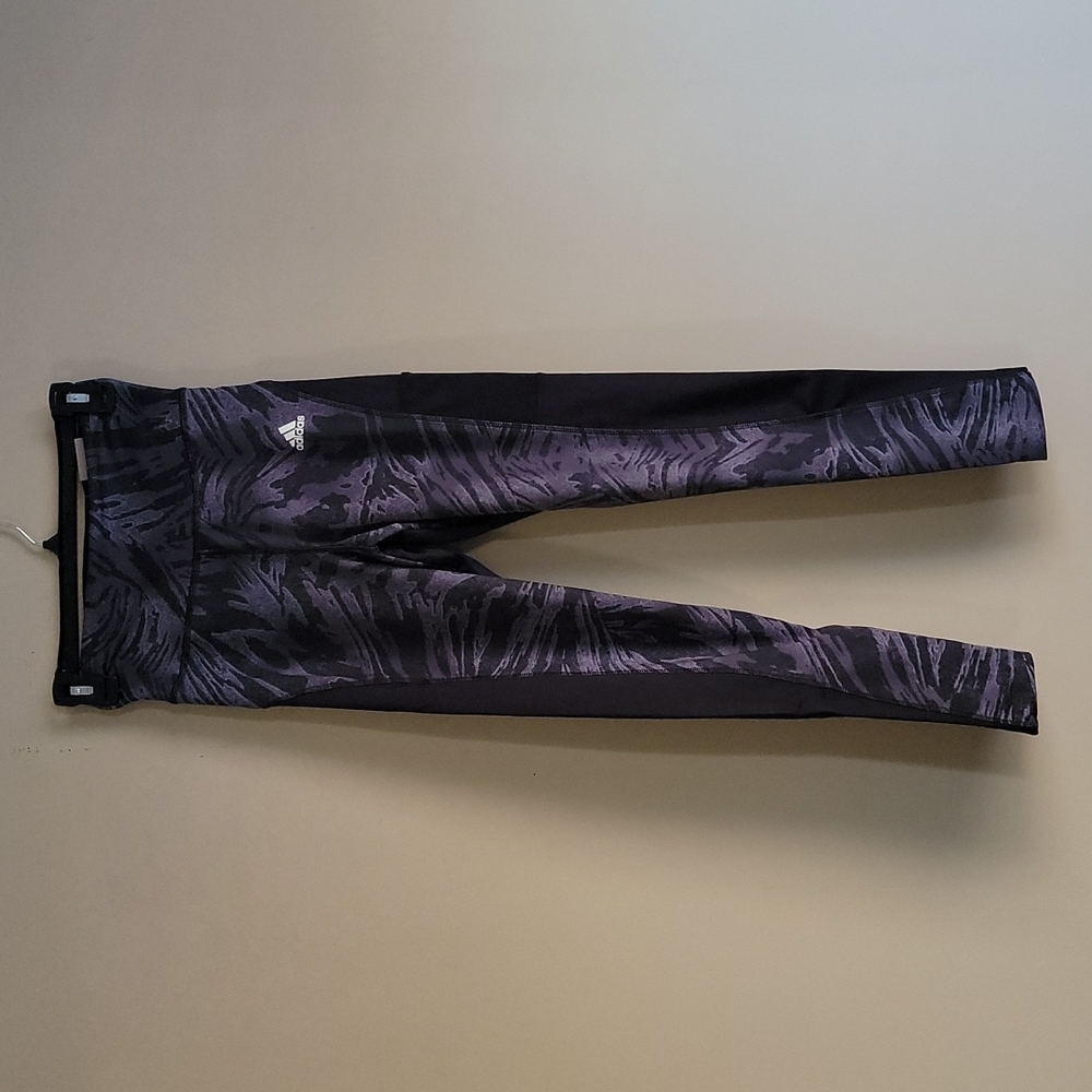 Adidas x Zoe Saldana Collection 7/8 Black & Grey Patterned Leggings XS - Picture 2 of 14
